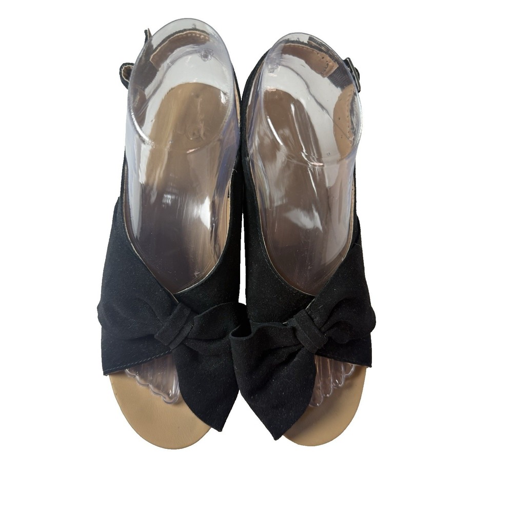 Ugg Camilla Black Suede Bow Front Wedge Heels Size 7